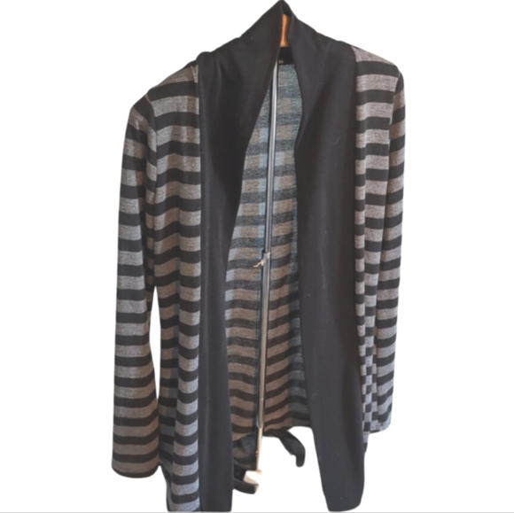 Majora Black & Grey Striped Cardigan Size M Excellent Condition - Picture 4 of 6